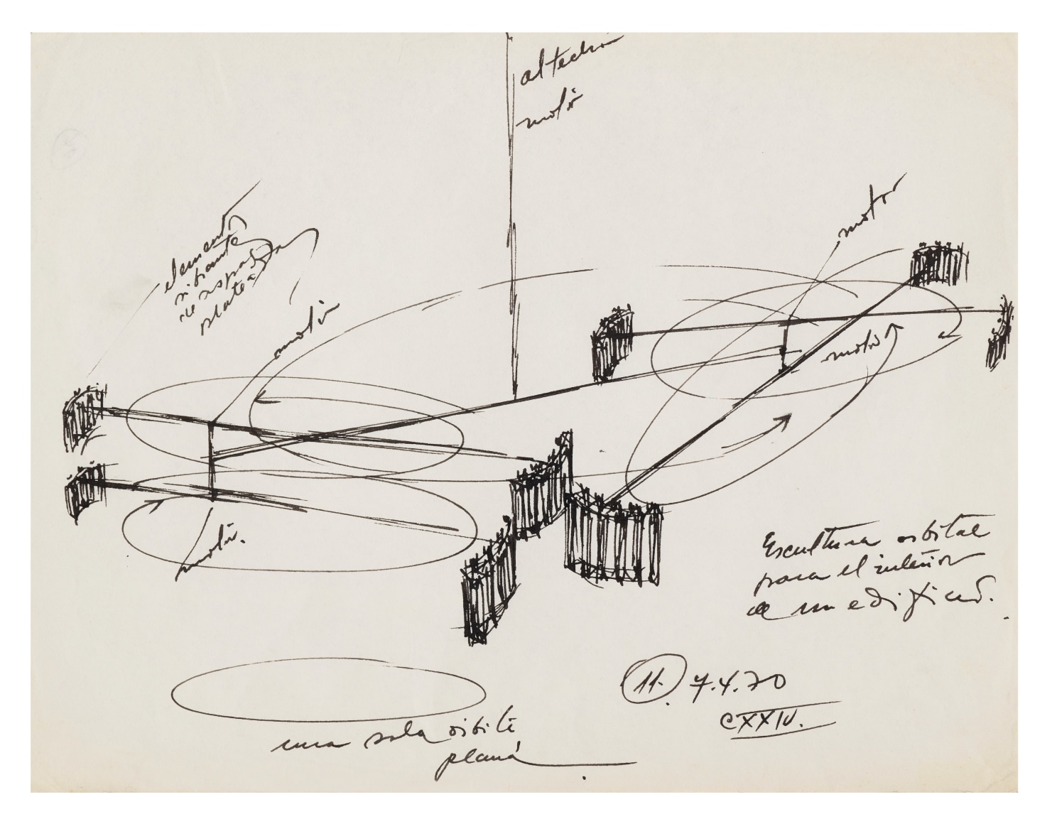 Alejandro Otero, Untitled, 1970. Ink on paper, 8 1/2 x 11 1/16 in.&nbsp;