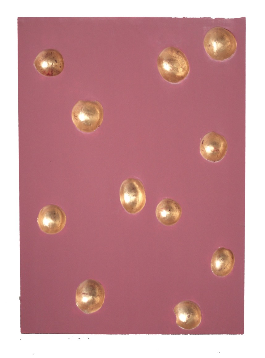 Inflorescence Rosa, 2018. Lacquer, 22 3/4 x 17 1/8 x 1 1/8 in. (57.8 x 43.5 x 2.9 cm.),