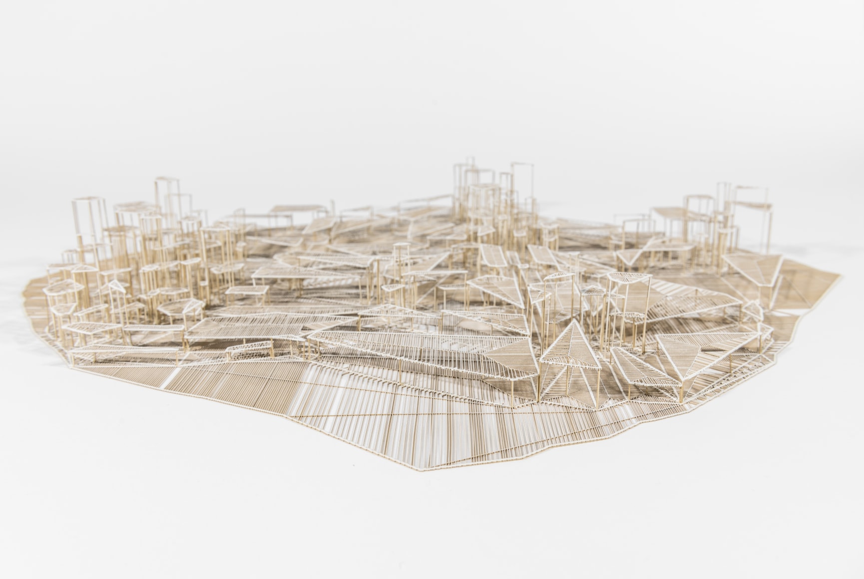 A/T/01, from the series Arquitexturas de sendas futuras y recorridas , 2017 Cut out paper. 42 3/4 x 22 3/4 x 22 3/4 in. (108.6 x 57.8 x 57.8 cm.)