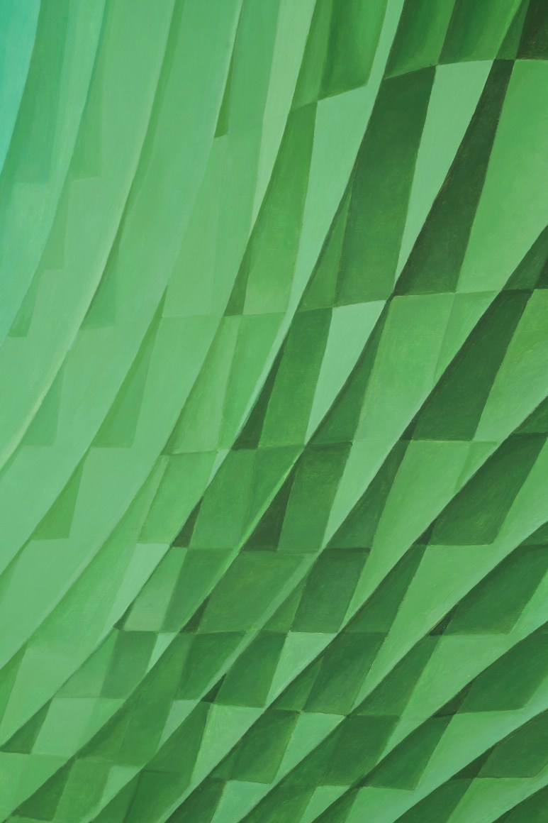 Melanie Smith, Psychoactive Render 2-II (detail), 2021. Pigments on veneered wood panel, 55 1/8 x 47 1/4 in. (140 x 120 cm.)