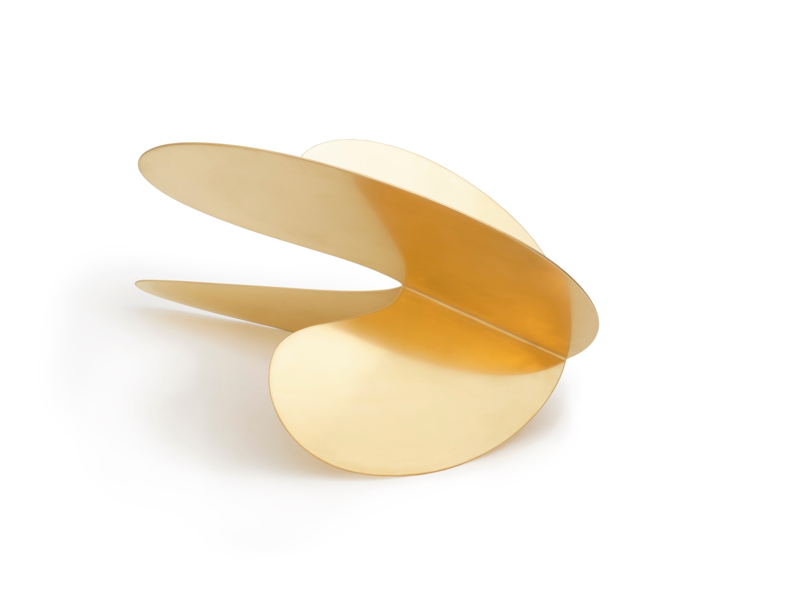 Jorinde Voigt,&nbsp;Dyade 13, 2022. Gilded stainless steel,&nbsp;30 &frac12; x 47 &frac14; x 40 ⅜ in. (77.5 x 120 x 102.5 cm.)