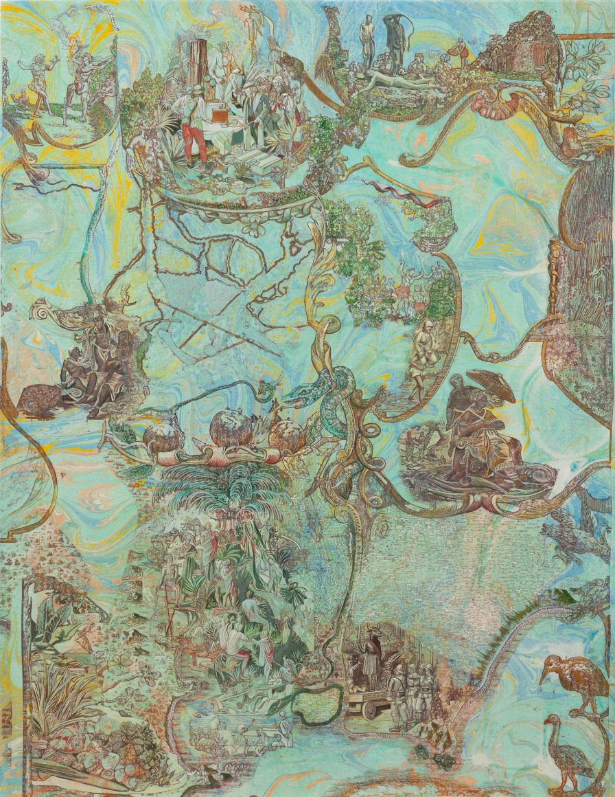 Rodrigo Facundo 2023, The Scramble, 2023, Mixed media on canvas, 33 ½ x 25 ⅝ in. (85 x 65 cm.)