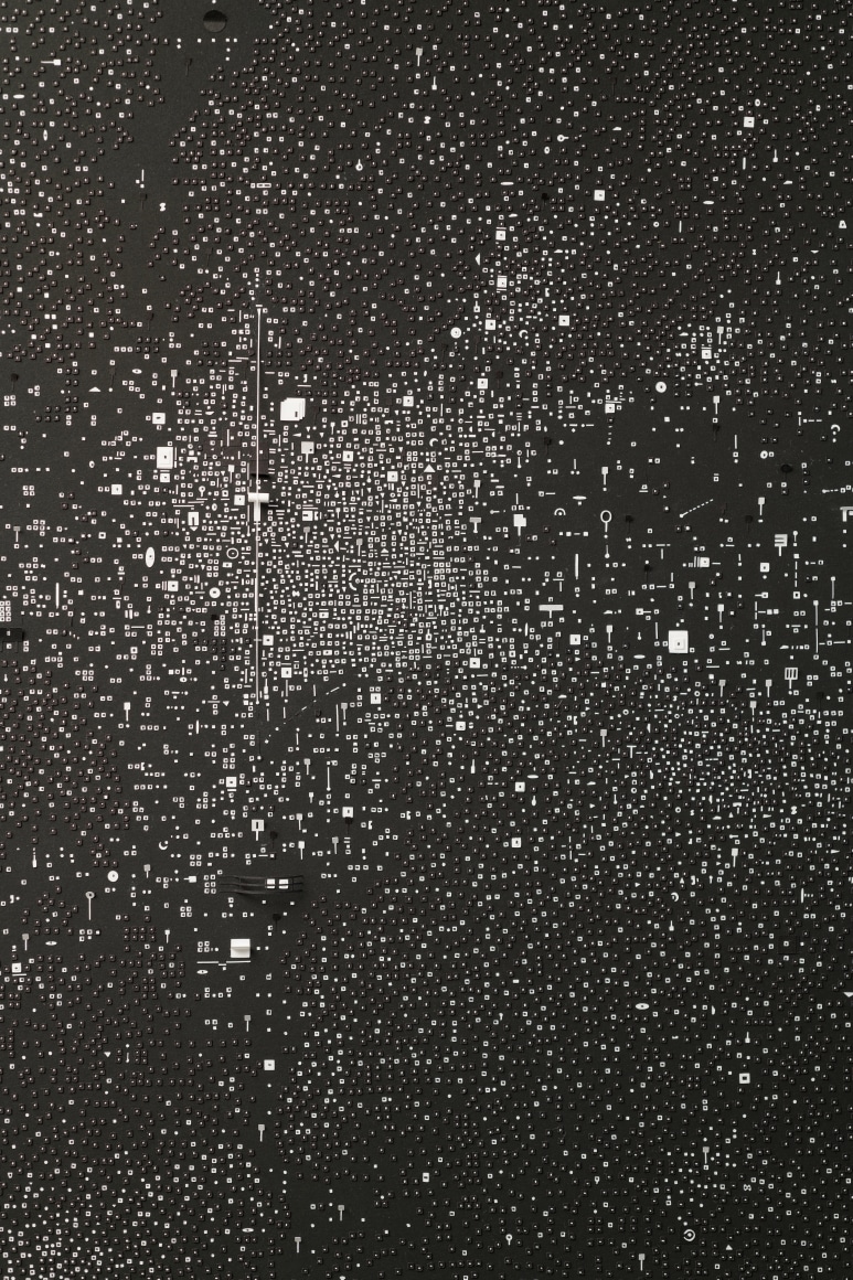Marco Maggi, No visual distancing (Black), detail, 2021. Paper on paper on paper, 36 x 24 in. (91.4 x 61 cm.)