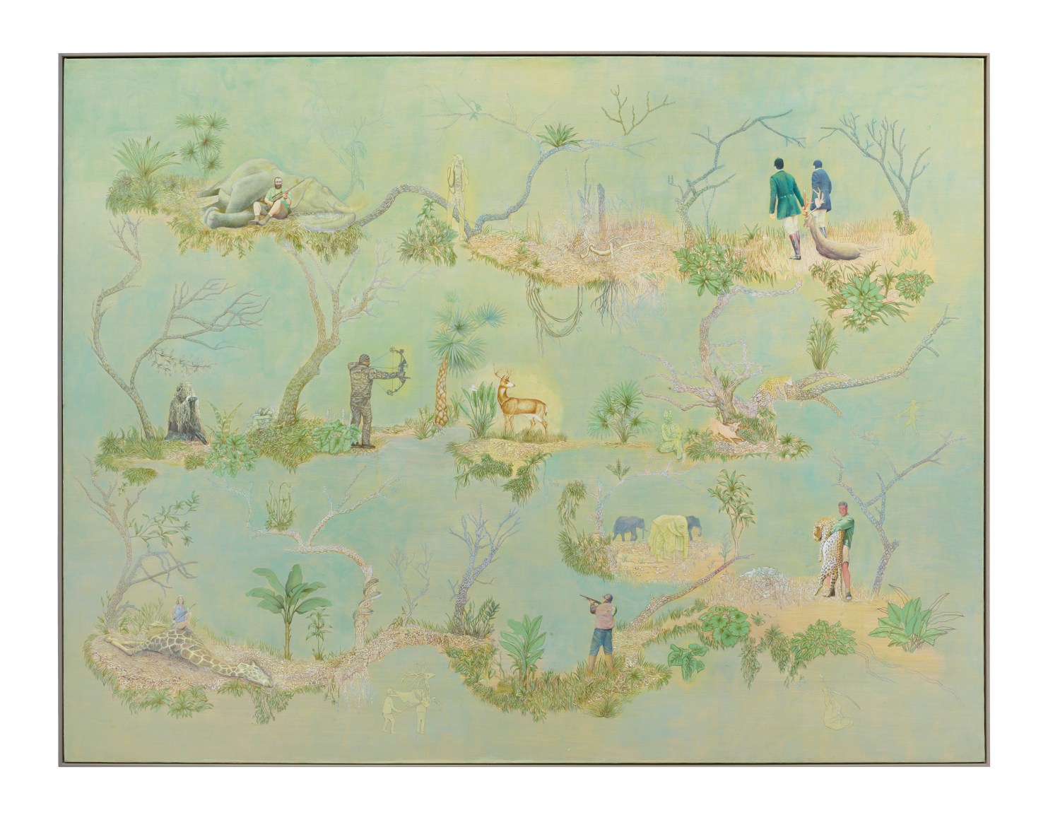 Rodrigo Facundo, Down Hearted [Abatido], 2021. Acrylic on canvas, 62 1/2 x 81 7/8 in. (158.8 x 208 cm.)