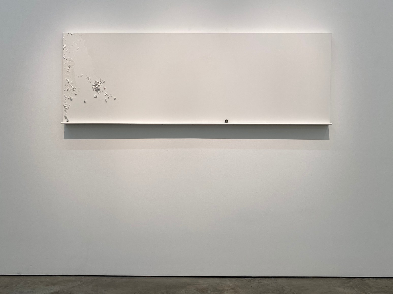 Liliana Porter, Her, 2019. Acrylic and assemblage on canvas, 26 1/2 x 78 x 3 1/2 in. (67.3 x 198.1 x 8.9 cm.)