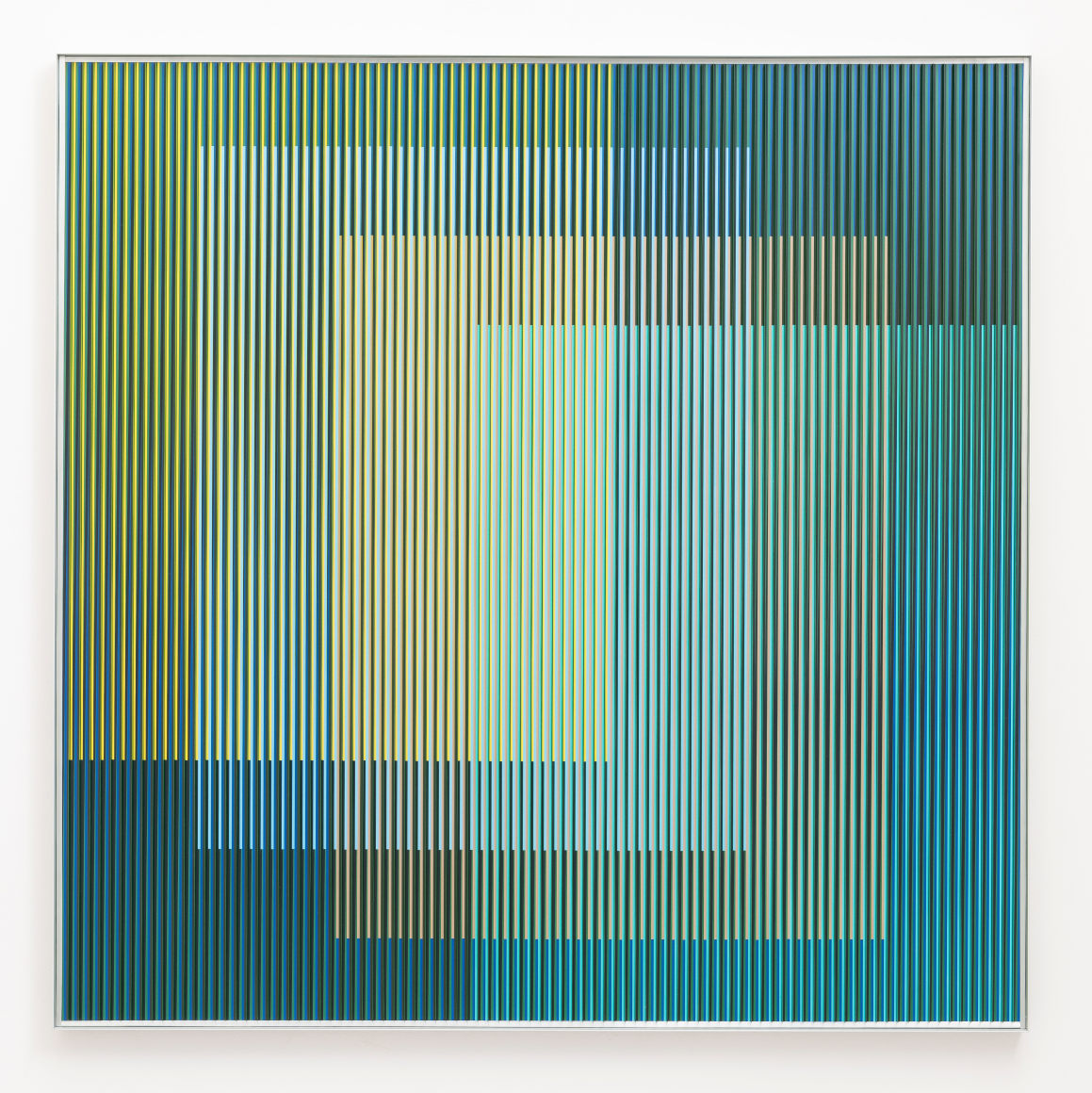 Carlos Cruz-Diez, Physichromie Panam 269, 2017. Chromography on Aluminum, 39 5/16 x 39 5/16 in. (100 x 100 cm.)