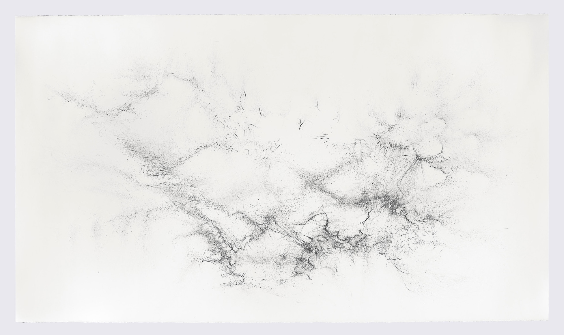 Gustavo D&iacute;az, From the series: Imaginary Flight Patterns II, 2021. Graphite on paper, 56 &frac14; x 95 x 2 &frac14; in. (142.7 x 241.3 x 5.7 cm.)