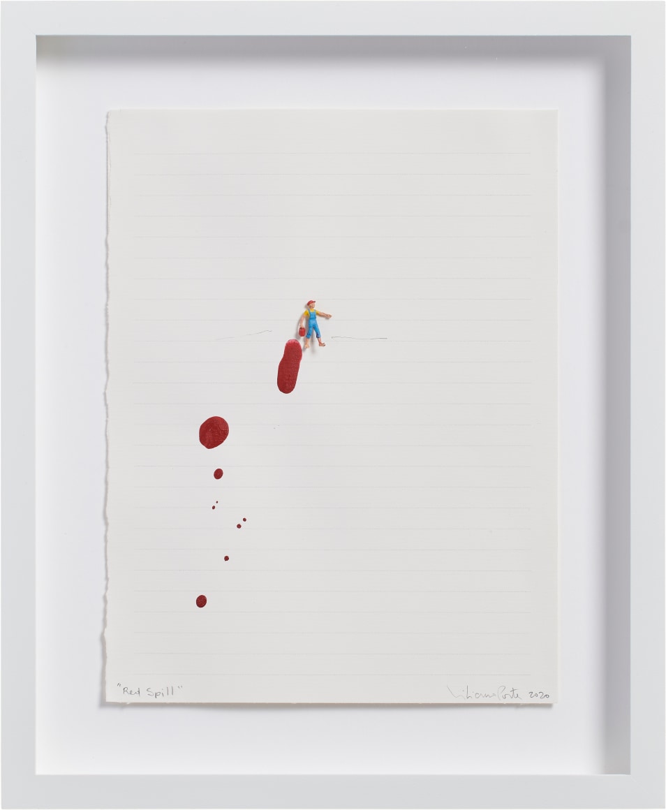 Liliana Porter, Red Spill, 2020. Figurine and acrylic paint, 8 &frac14; x 6 ⅝ in. (21 x 16.8 cm.)