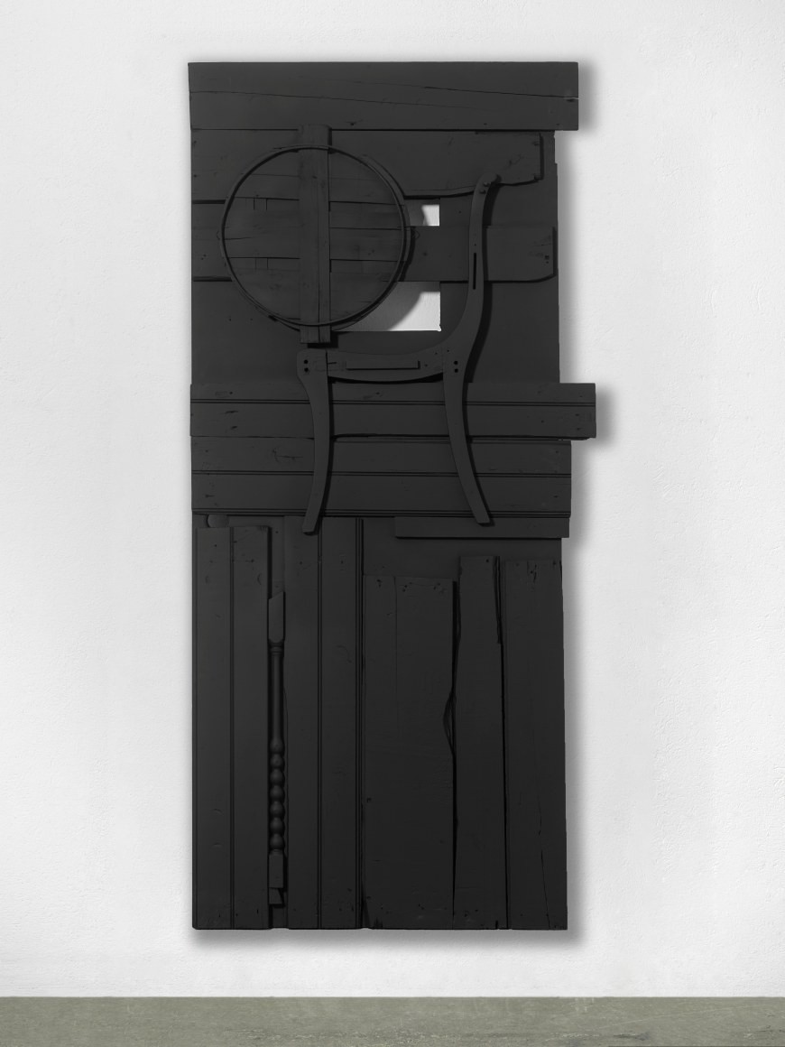 Louise Nevelson, Untitled, 1976 c., wood painted black, 83 ⅞ x 39 ⅜ x 3 15/16 in. &copy; 2025 Estate of Louise Nevelson / Artists Rights Society (ARS), New York