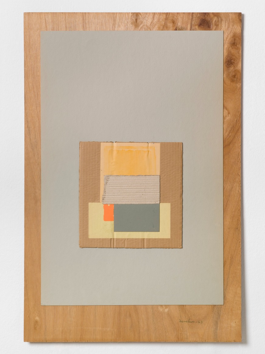 Louise Nevelson, Untitled, 1963, cardboard, printed paper and wood collage on board, 36 x 23 &frac34; in. &copy; 2025 Estate of Louise Nevelson / Artists Rights Society (ARS), New York