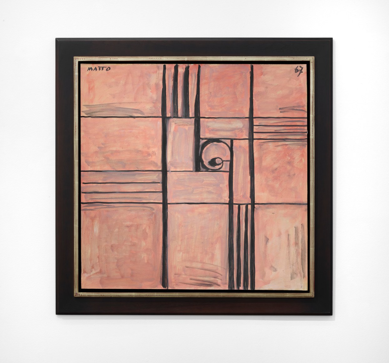 Francisco Matto, Constructivo rosa con caracol, 1967. Oil artist board, 33 1/8 x 33 1/2 in. (84.1 x 85.1 cm.)