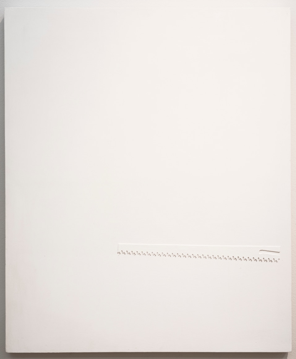 Alejandro Otero, Sierra blanca sin mango [White Saw Without Handle], 1966. Mixed media on wood, 25 9/16 x 21 1/4 in. (65 x 54 cm.)