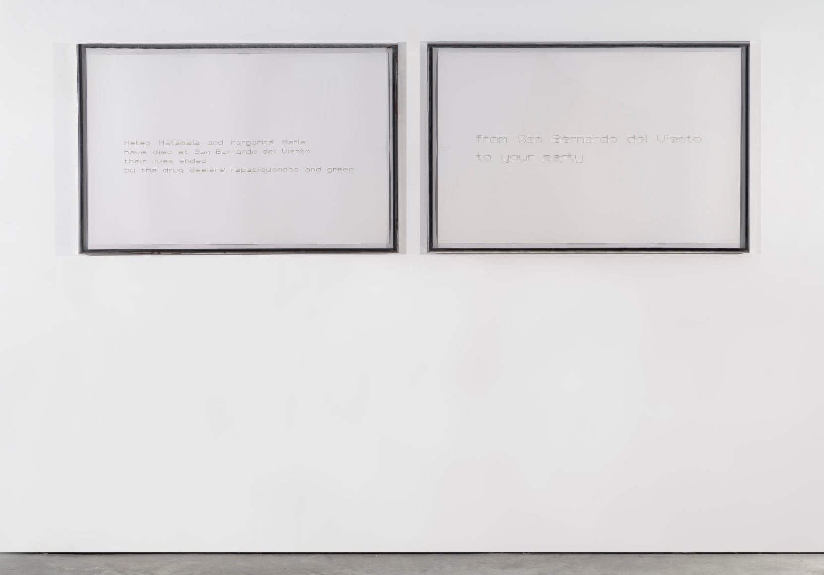 Miguel &Aacute;ngel Rojas, San Bernardo del viento - Version 1 [Diptych], 2011. Coca leaf and dollar bill on paper, 30 1/4 x 46 in. (76.8 x 116.8 cm.)