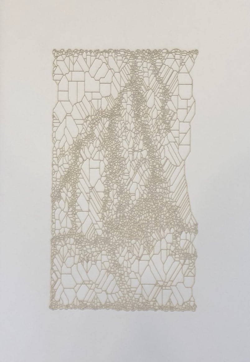 Gustavo Díaz, De la serie: “Variaciones sobre un bosque hipotético previo a la Gran Bifurcación - Modelo 002/ Era Prearbolitica,” 2019, Cut out paper, 17 1/8 x 12 x 2 in. (43.5 x 30.5 x 5.1 cm.)