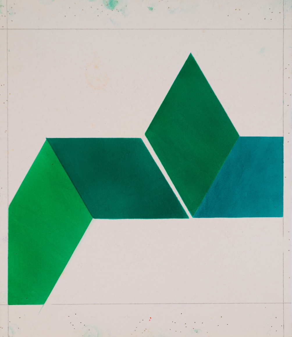 Manuel Espinosa, Untitled, [Serie Lit. color sobre blanco]. Lithographic ink on paper, 9 3/4 x 8 3/8 in. (24.8 x 21.3 cm.)