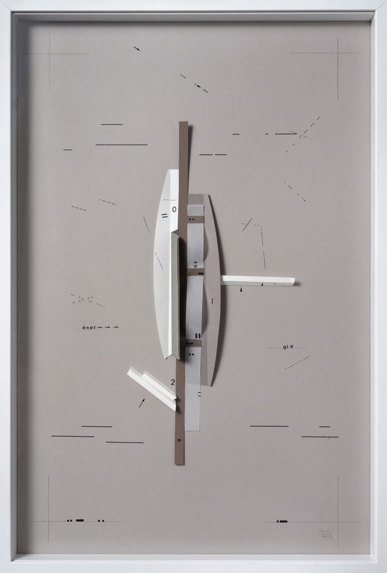 Marie Orensanz, energie 2, 2012. Folded paper, mixed media on paper, 24 3/8 x 15 3/4 in. (61.9 x 40 cm.)