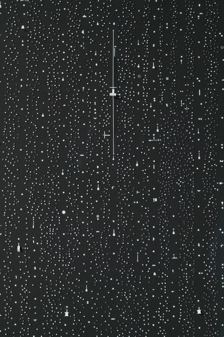 Marco Maggi, Binaries, detail, 2021. Paper on paper on paper, 60 x 40 in. (152.4 x 101.6 cm.)