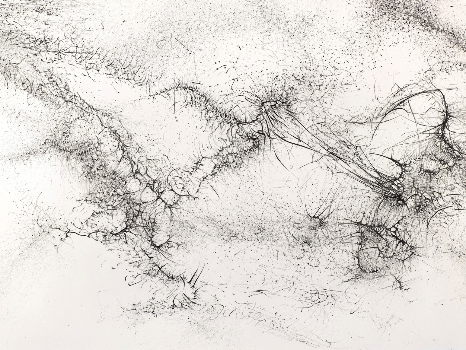 Gustavo D&iacute;az, From the series: Imaginary Flight Patterns II, 2021. Graphite on paper,&nbsp;56 &frac14; x 95 x 2 &frac14; in. (142.7 x 241.3 x 5.7 cm.)