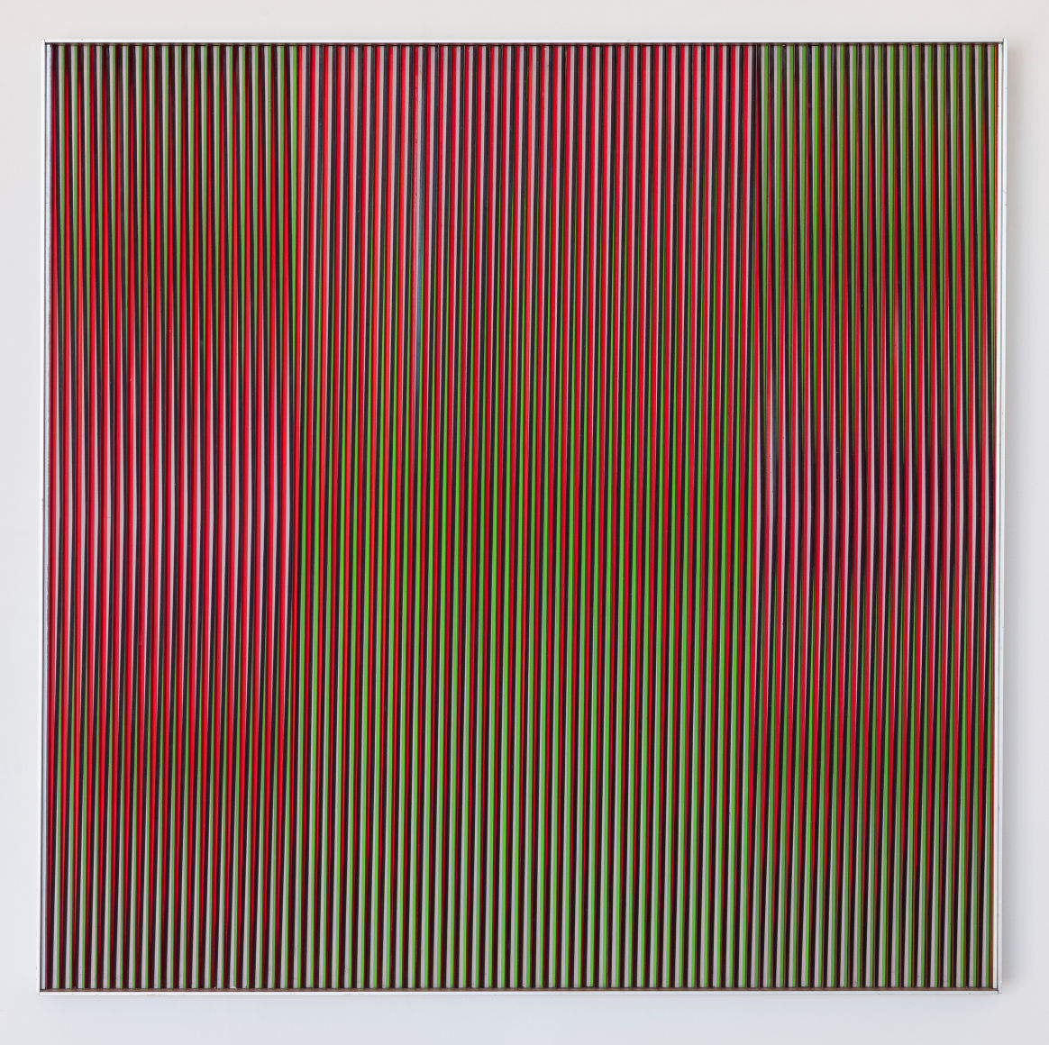 Carlos Cruz-Diez, Physichromie 887, 1976, Aluminum and Plexiglass, 31 1/2 x 31 1/2 in. (80 x 80 cm.)