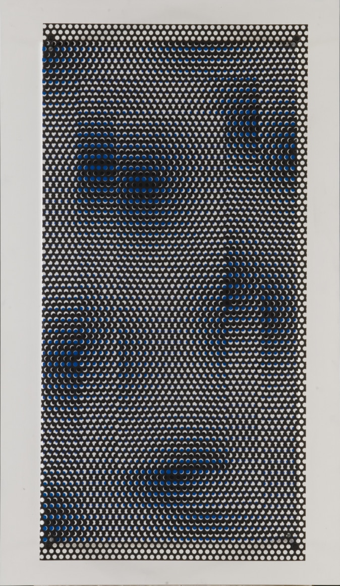Antonio Asis, Untitled from the series Rectángulo Azul y Blanco, 2007. Acrylic on wood and metal, 40 1/8 x 25 x 5 3/4 in.