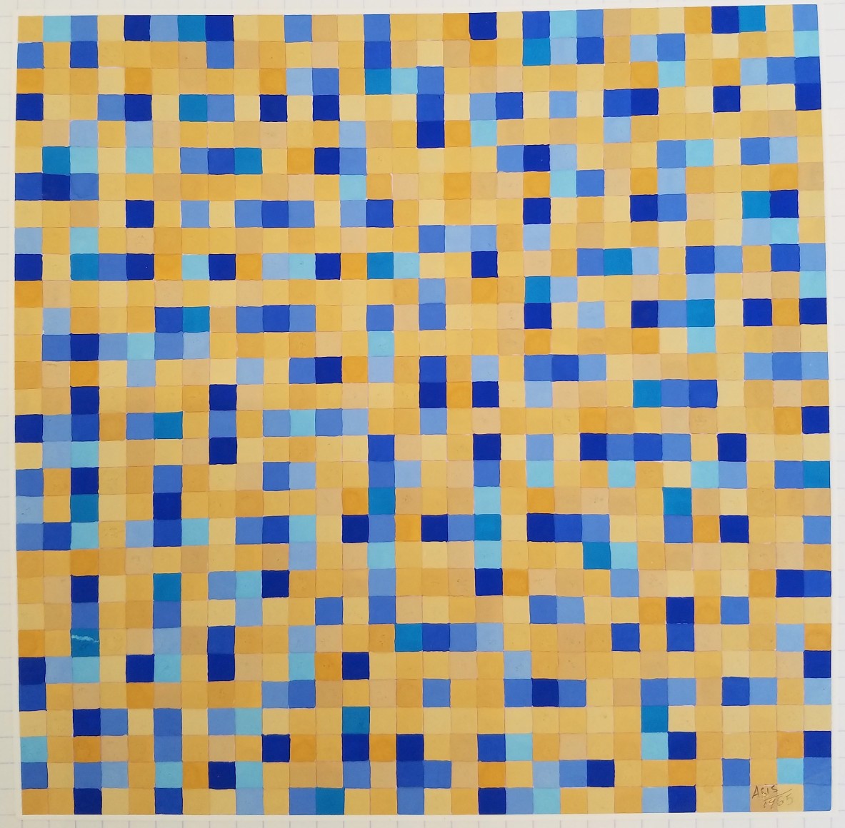 Antonio Asis, Untitled from the series Chromatisme Quadrillé Polychrome, 1965, Gouache on paper, 11 3/4 x 8 3/8 in. (29.8 x 21.2 cm.)
