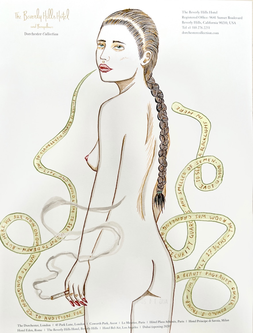 Ed Templeton&nbsp;, Untitled Stationary Drawing. (Beverly Hills Hotel). 2019&nbsp;