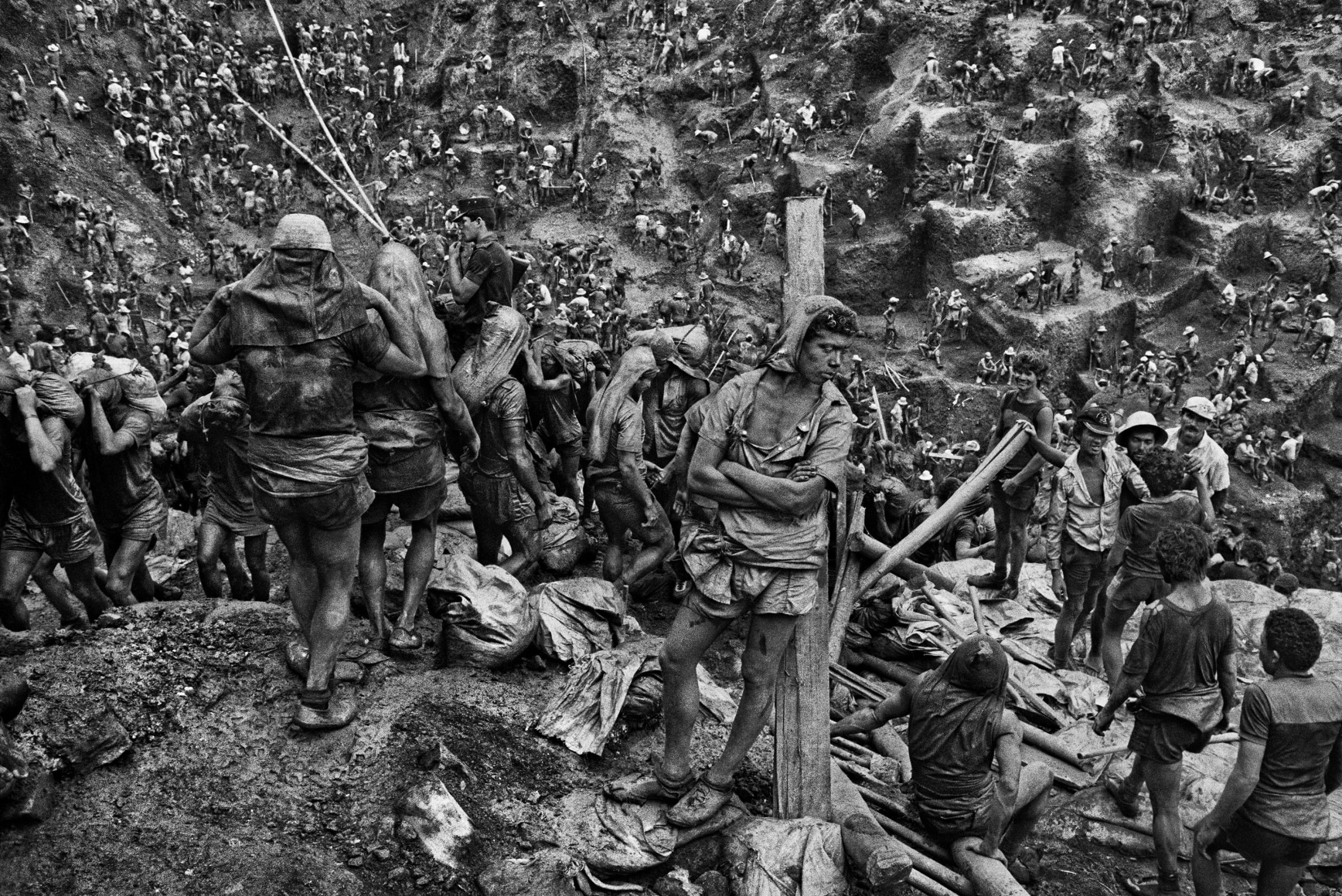 Gold Mine, Serra Pelada, State of Par&aacute;, Brazil (Man Against Post). 1986