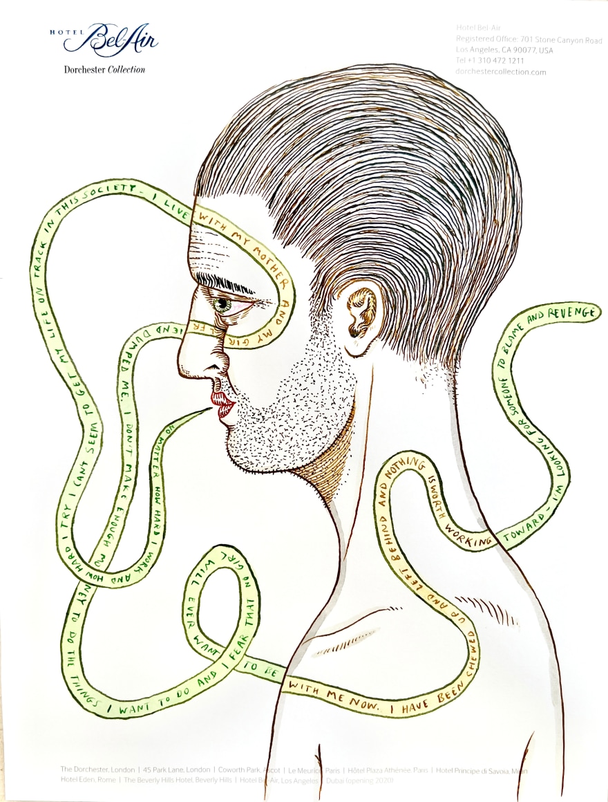 Ed Templeton&nbsp;, Untitled Stationary Drawing. (Hotel BelAir). 2019&nbsp;