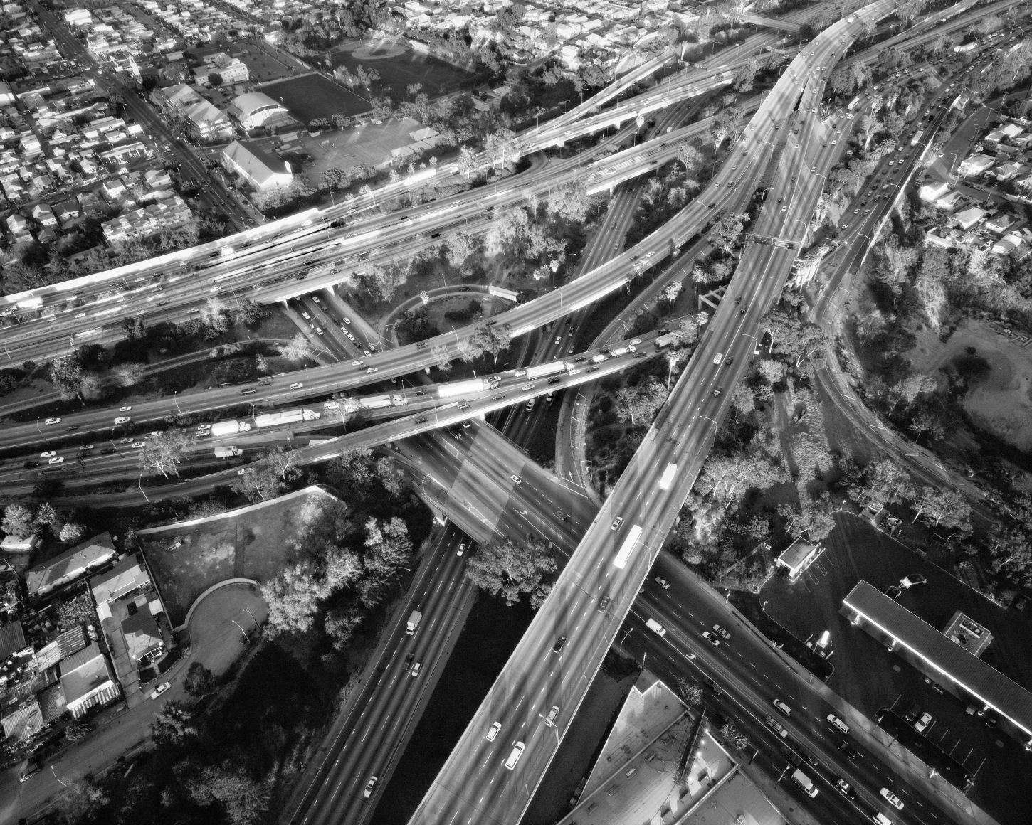 I-5, 60 and Soto Street, Looking Northeast at Dusk, CA, 2004, 24 x 30 inches