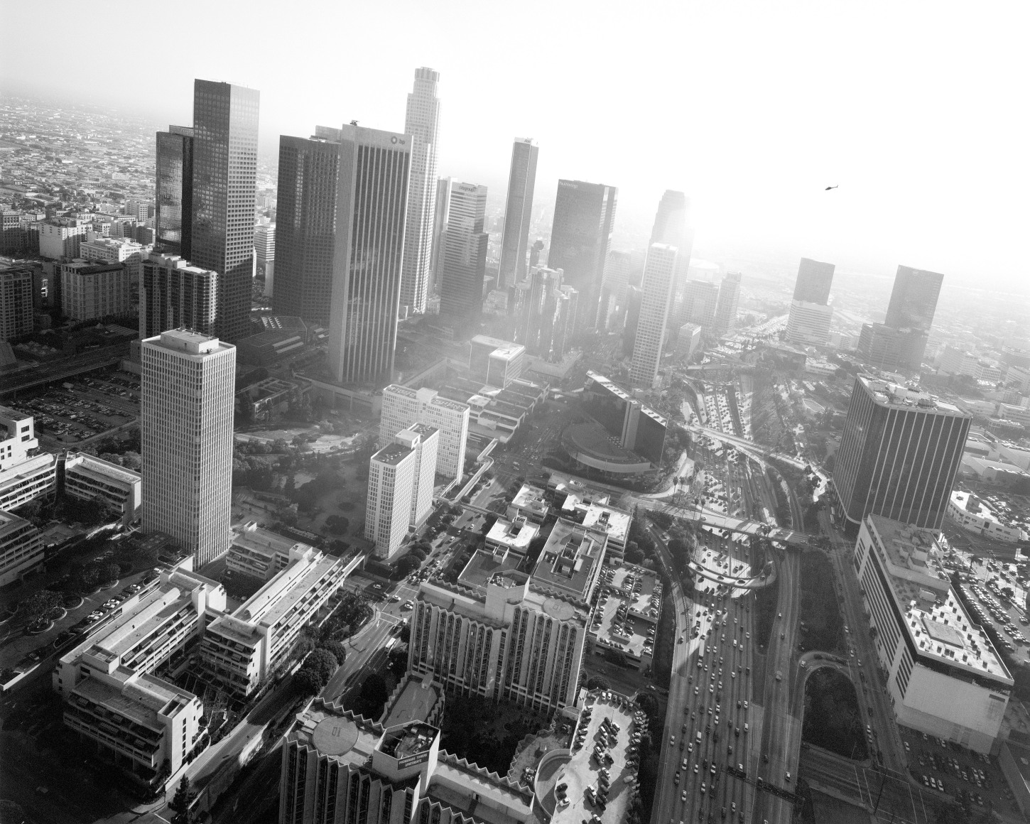 Downtown Los Angeles Looking Southwest, Harbor Freeway (110) at Right, 2004, 40 x 50 in