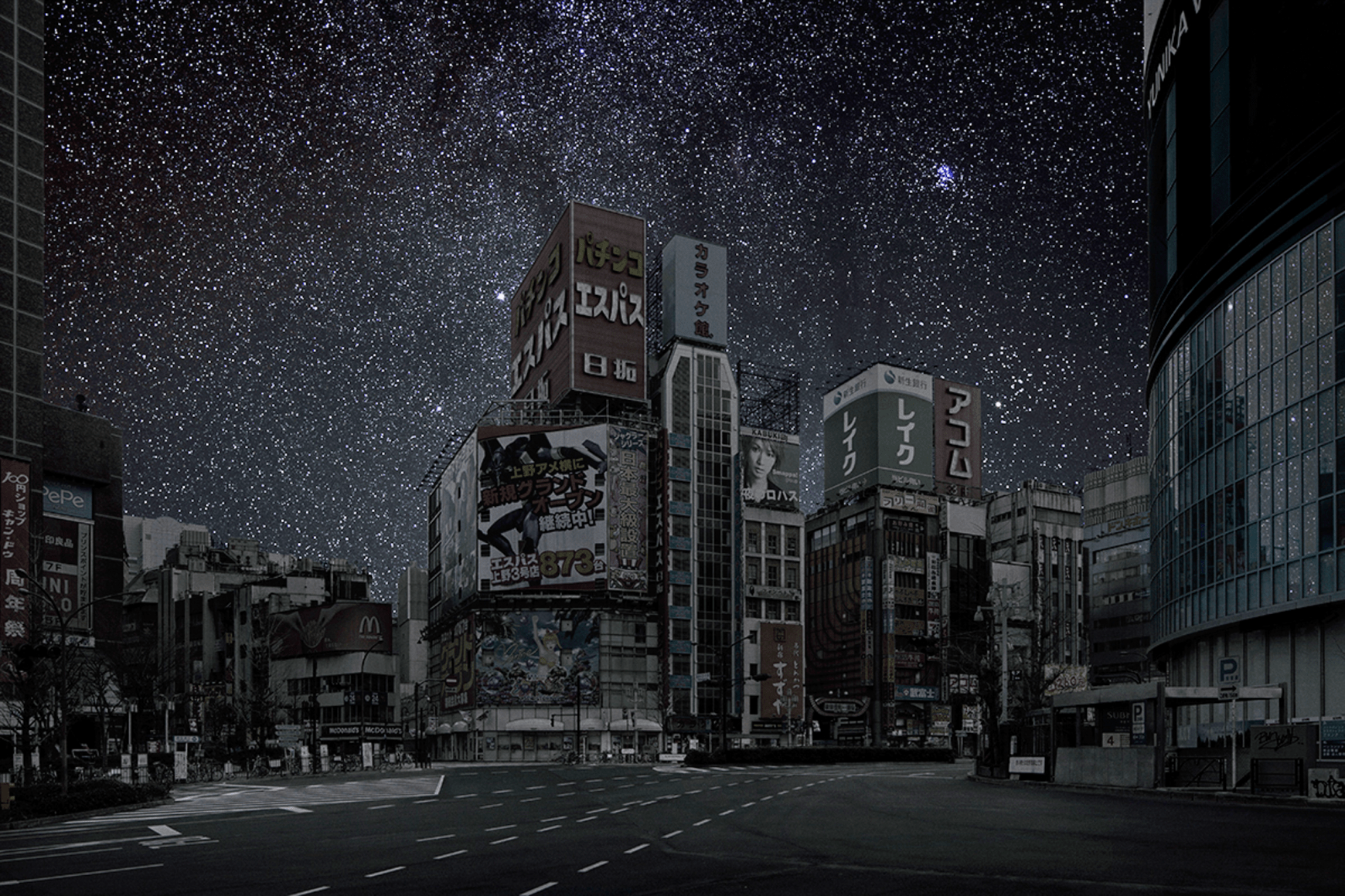 Tokyo 35° 41’ 36’’ N 2011-11-16 lst 23:16, 26 x 40 inch pigment print - Edition of 5