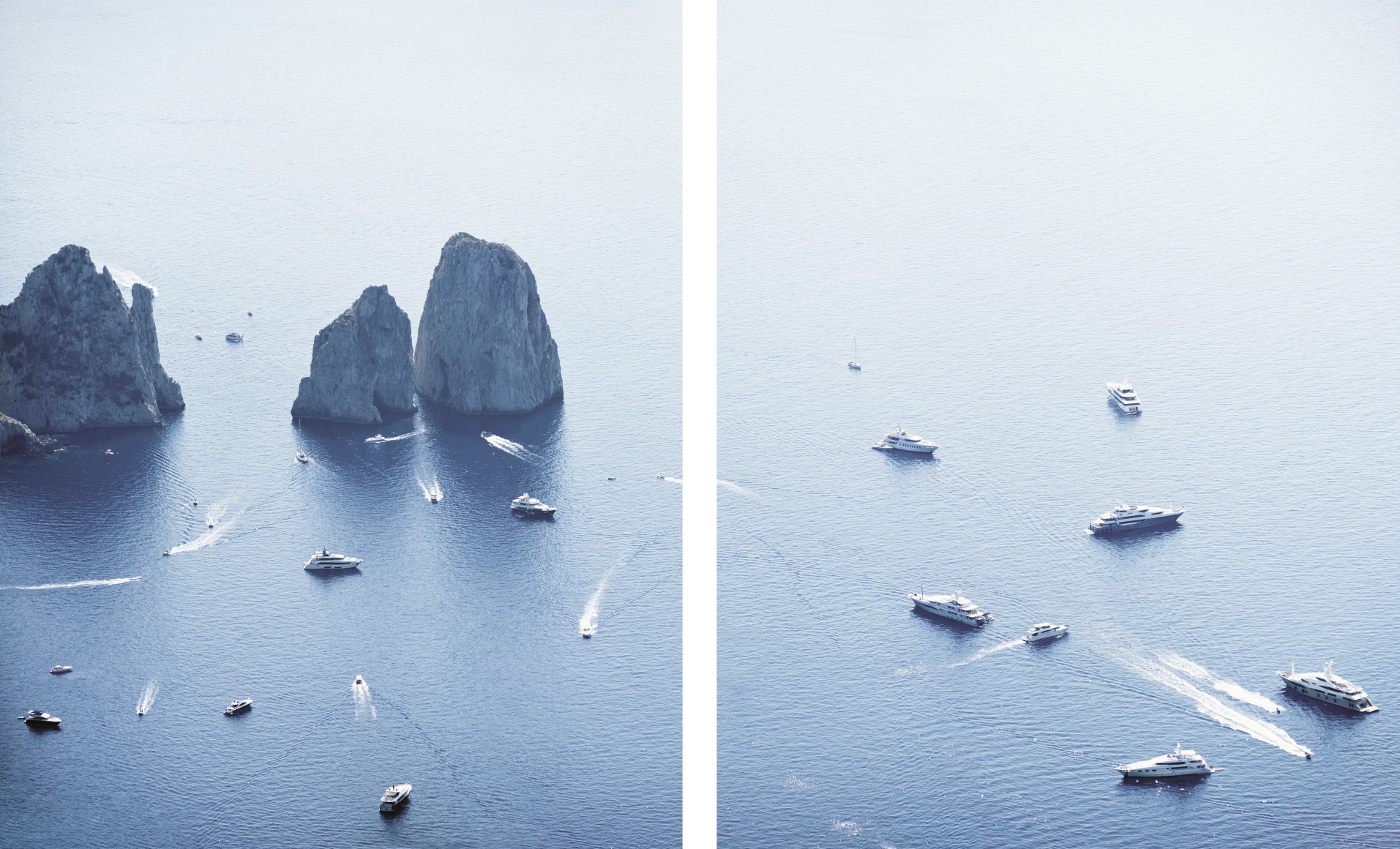 Faraglioni, Capri (xi), 2022, 40 x 64 inch archival pigment print diptych 