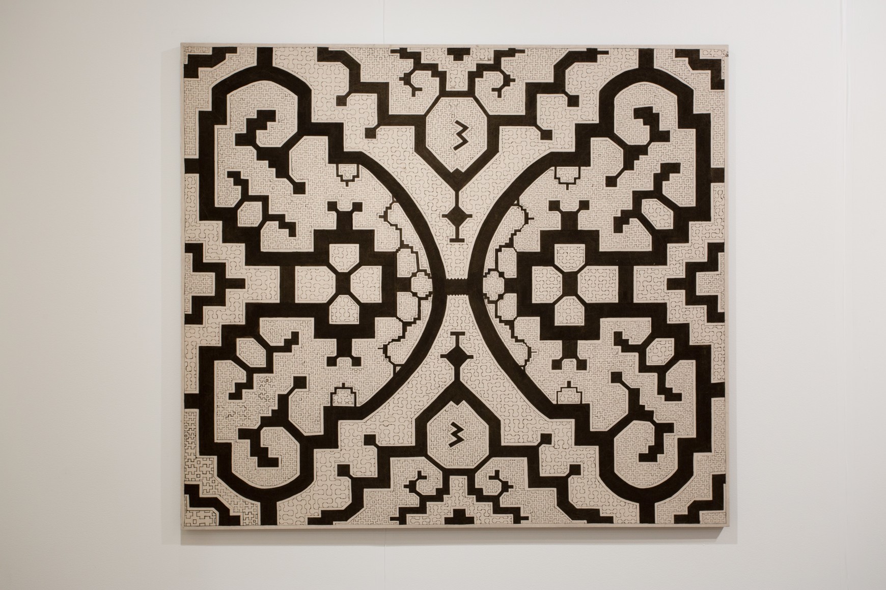 OAF Curated Space:&nbsp;The Hummingbird Paints Fragrant Songs: Sara Flores and Celia Vasquez Yui,&nbsp;Outsider Art Fair New York 2020 (installation view). Artwork: Sara Flores,&nbsp;Can&oacute; Ken&eacute;, 2019, Vegetal dyes on wild-cotton canvas, 57&nbsp;x 55.75&nbsp;inches&nbsp; &nbsp; &nbsp; &nbsp; &nbsp; &nbsp; &nbsp; &nbsp; &nbsp; &nbsp; &nbsp; &nbsp; &nbsp;., Photo by Olya Vysotskaya