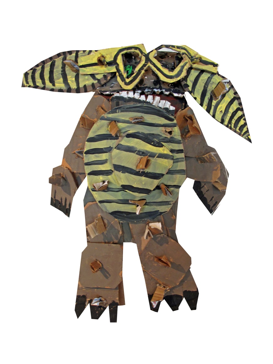 Brent Brown, Spectade the Grem, 2016, Cardboard and acrylic,&nbsp;25 x 16 x 6 in., courtesy of Just Folk