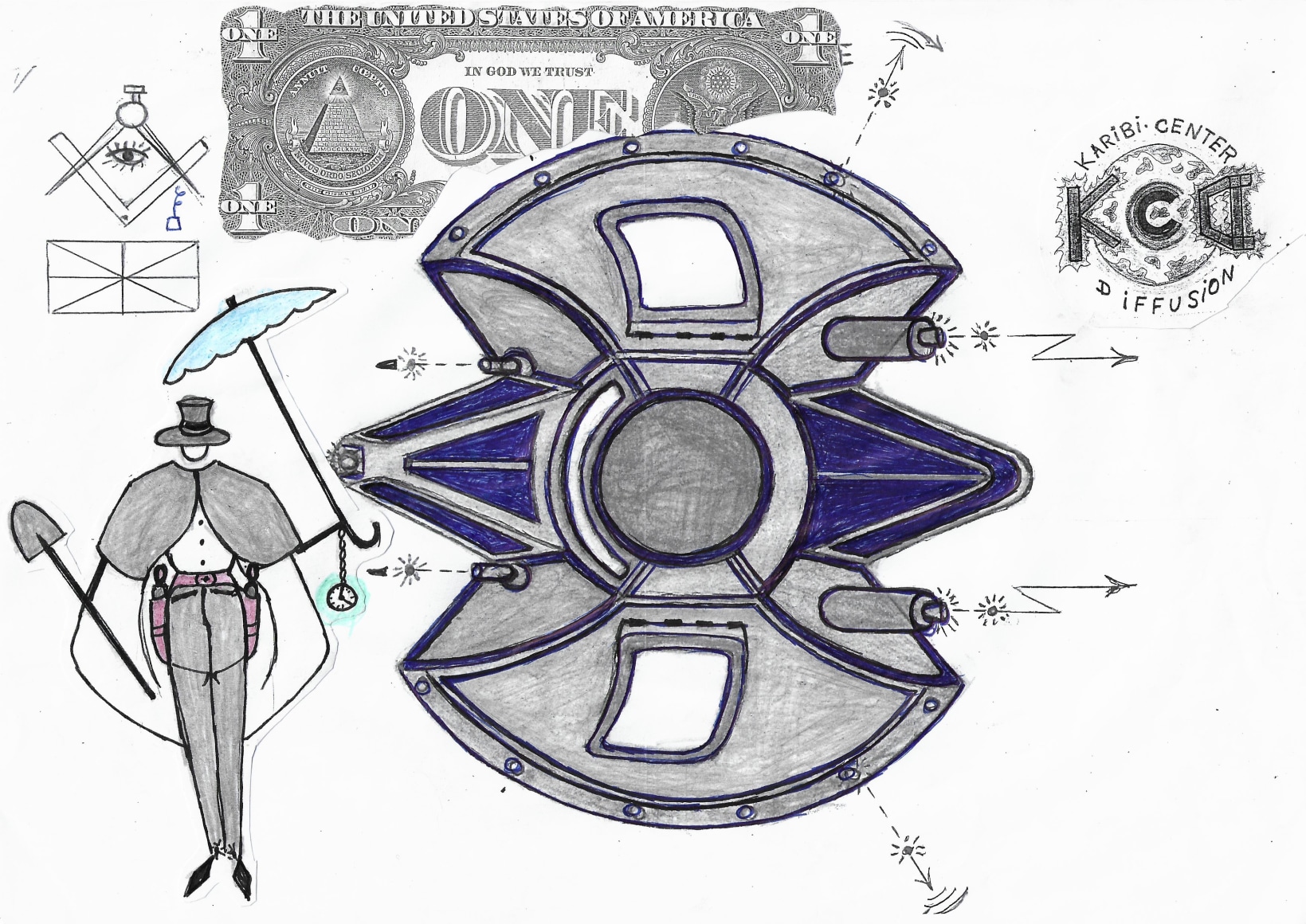 Eugène Lambourdière dit “Maurice” (1948) France, Untitled, n.d., Ink and graphite on paper, 8.25 x 11.75 in