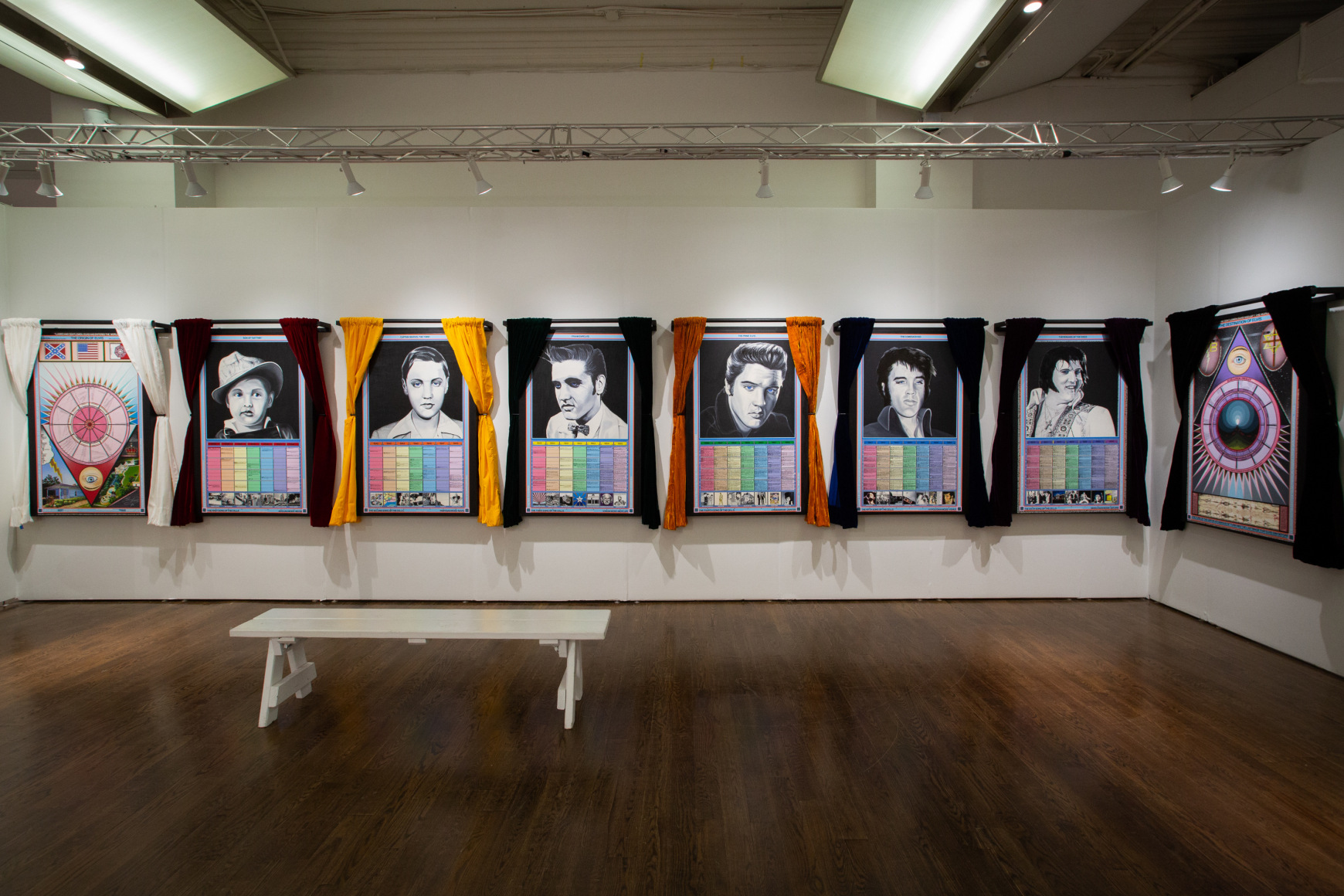 Installation of&nbsp;Paul Laffoley&#039;s&nbsp;The Life and Death of Elvis Presley: A Suite&nbsp;(1988-1995) at OAF NY 2023