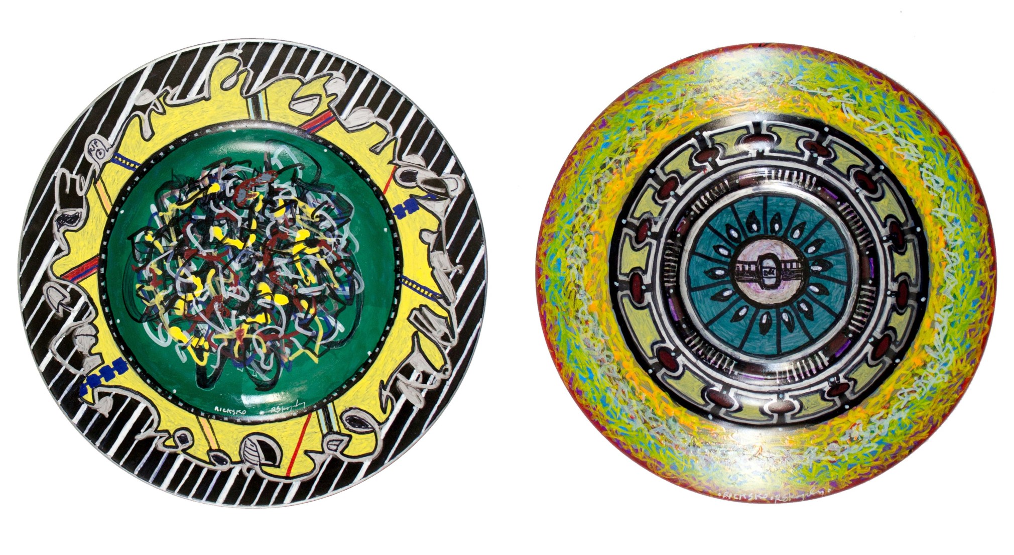 Rick Skogsberg, Plates, Platters + Trays, 2017-18, Oil painted ceramic plate 11 x 11 x 1.9 in., Courtesy of BigTown Gallery