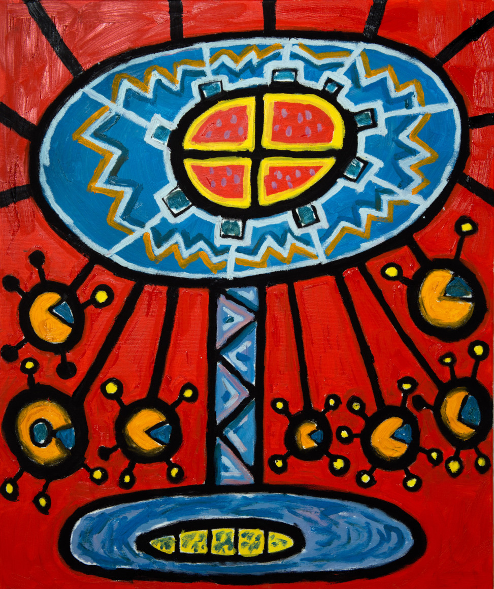 Mohamed Ahmed Ibrahim, Untitled, 2012. mixed media on canvas, 101 x 74.5 cm, courtesy of Lawrie Shabibi, Dubai.