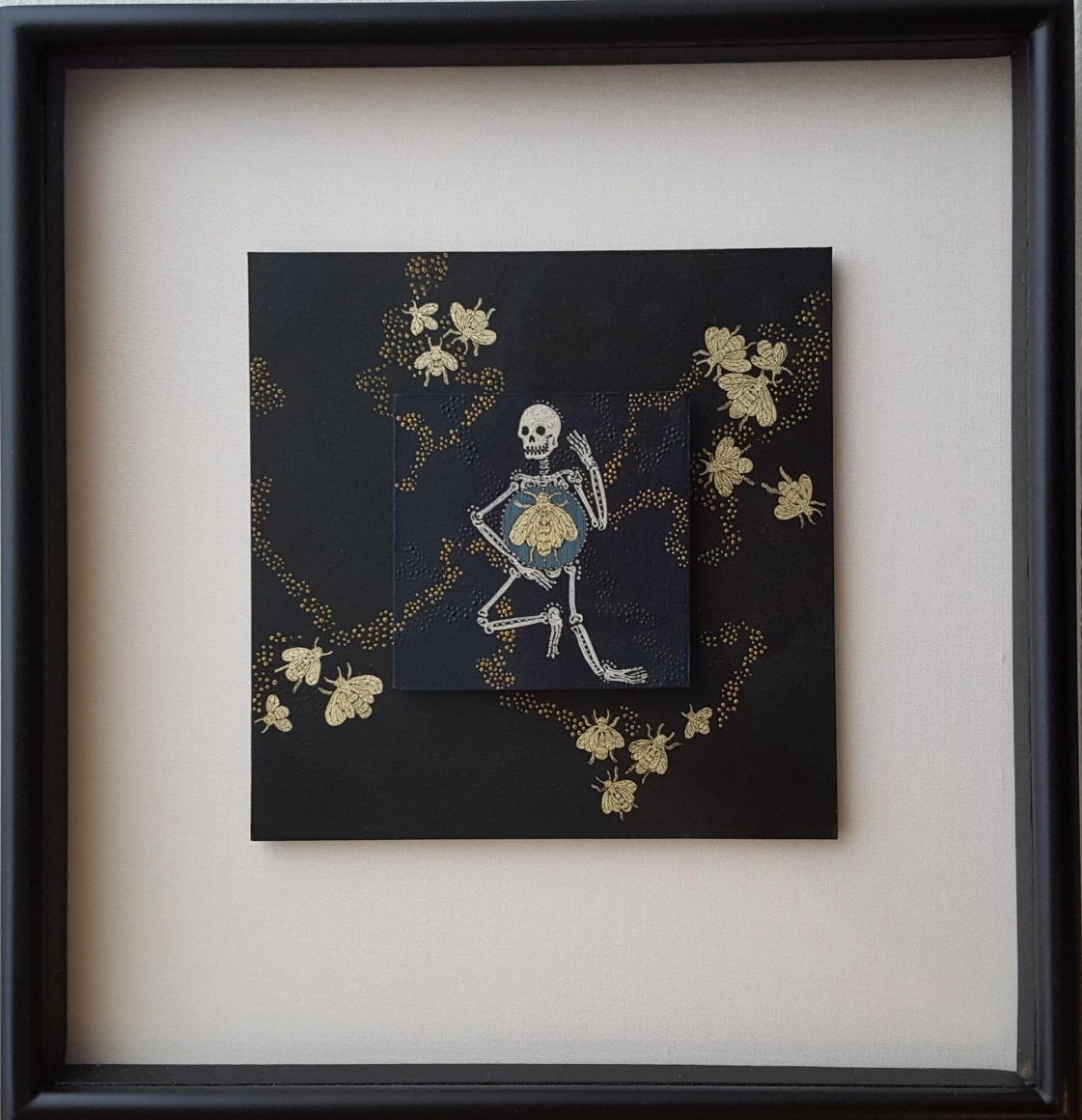 Stephanie Wilde, Goin Going,&nbsp;2017, Acrylic, Ink and Gold Leaf on Museum Board 6 x 6 in., courtesy of Stewart Gallery