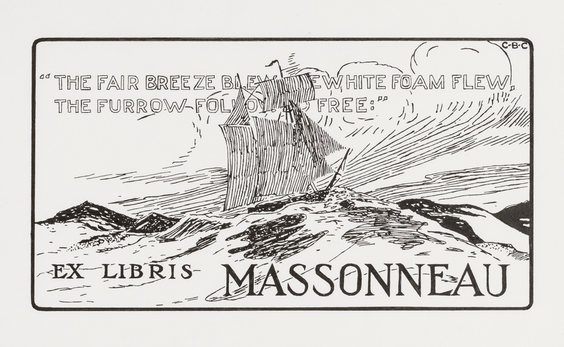 Charles LeDray "The Fair Breeze Blew, The White Foam Flew, The Furrow Follow Free:" Ex Libris Massonneau