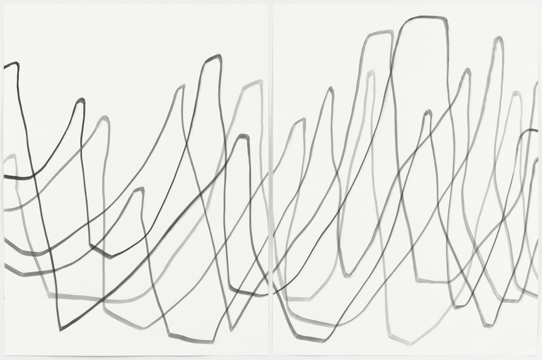 Untitled 2015 gouache on paper in 2 parts in artist's frame