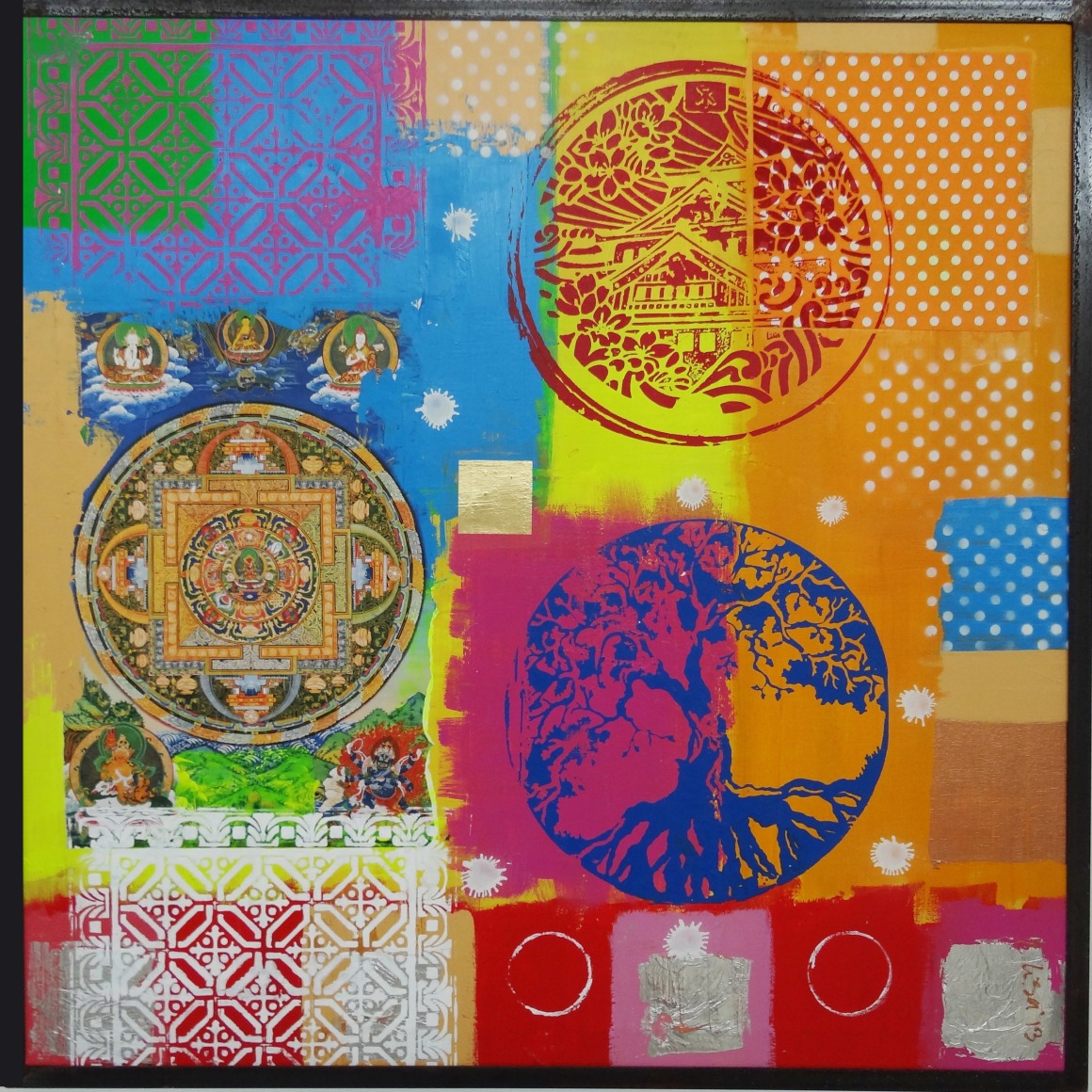 Elisa Lejuez | 3 Mandalas - Mixed Media - 47 x 47&quot;