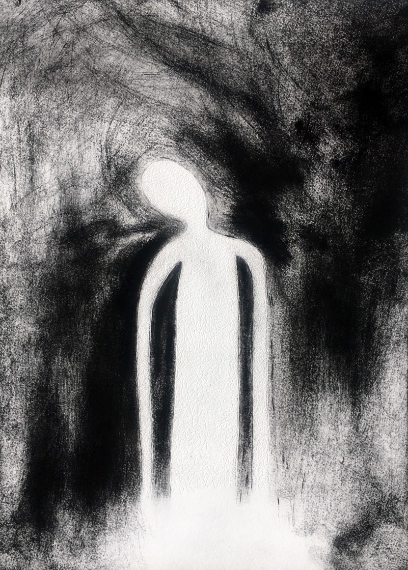 Untitled, 2020 Charcoal, graphite, oil pastel, artist finger oils on drawing paper