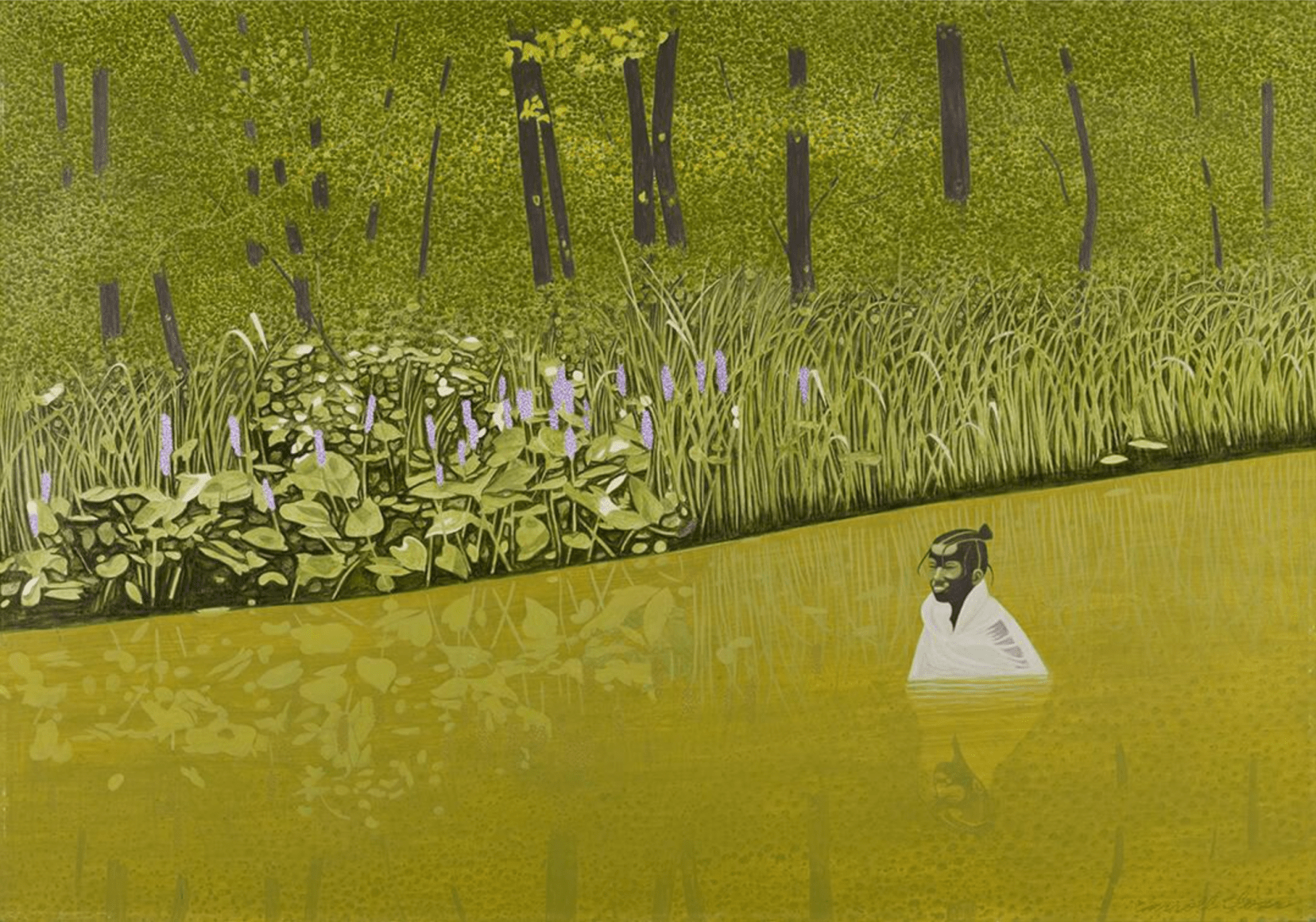 Carroll Cloar (1913 - 1993), Charlie Mae Practicing for the Baptising, 1974