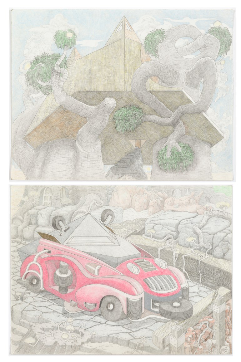 Untitled, 2017, Pencil and crayon on found paper