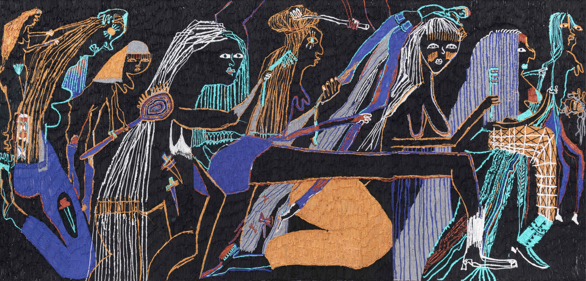 Going Through the Grind,&nbsp;2018, Acrylic on aluminum mesh