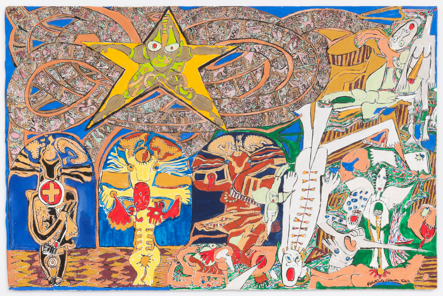 Economic Paradigm of Life,&nbsp;2018, Gouache on paper on dibond