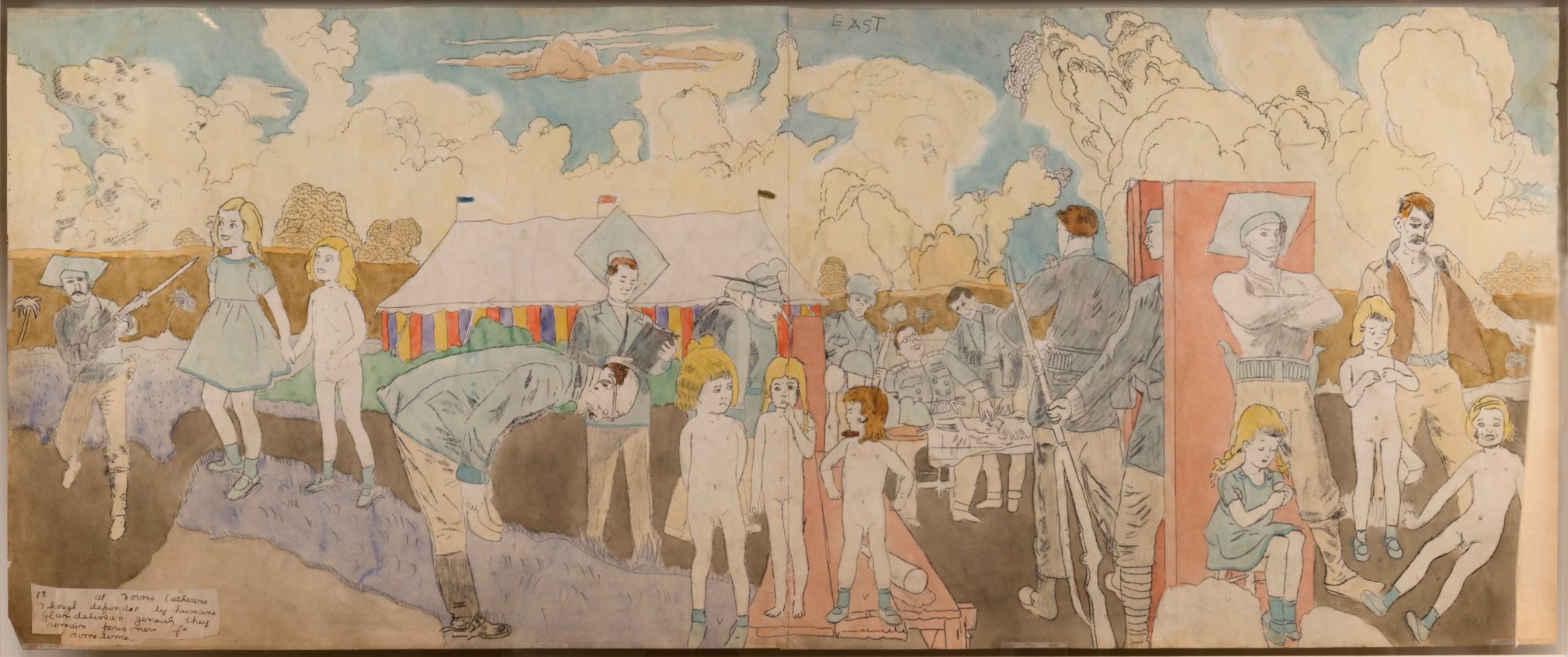 At Norma Catherine, though defended by humane Glandelinian generals they remain prisoners for some time (recto); Are then seen and persued (verso), n.d., Watercolor and pencil on paper