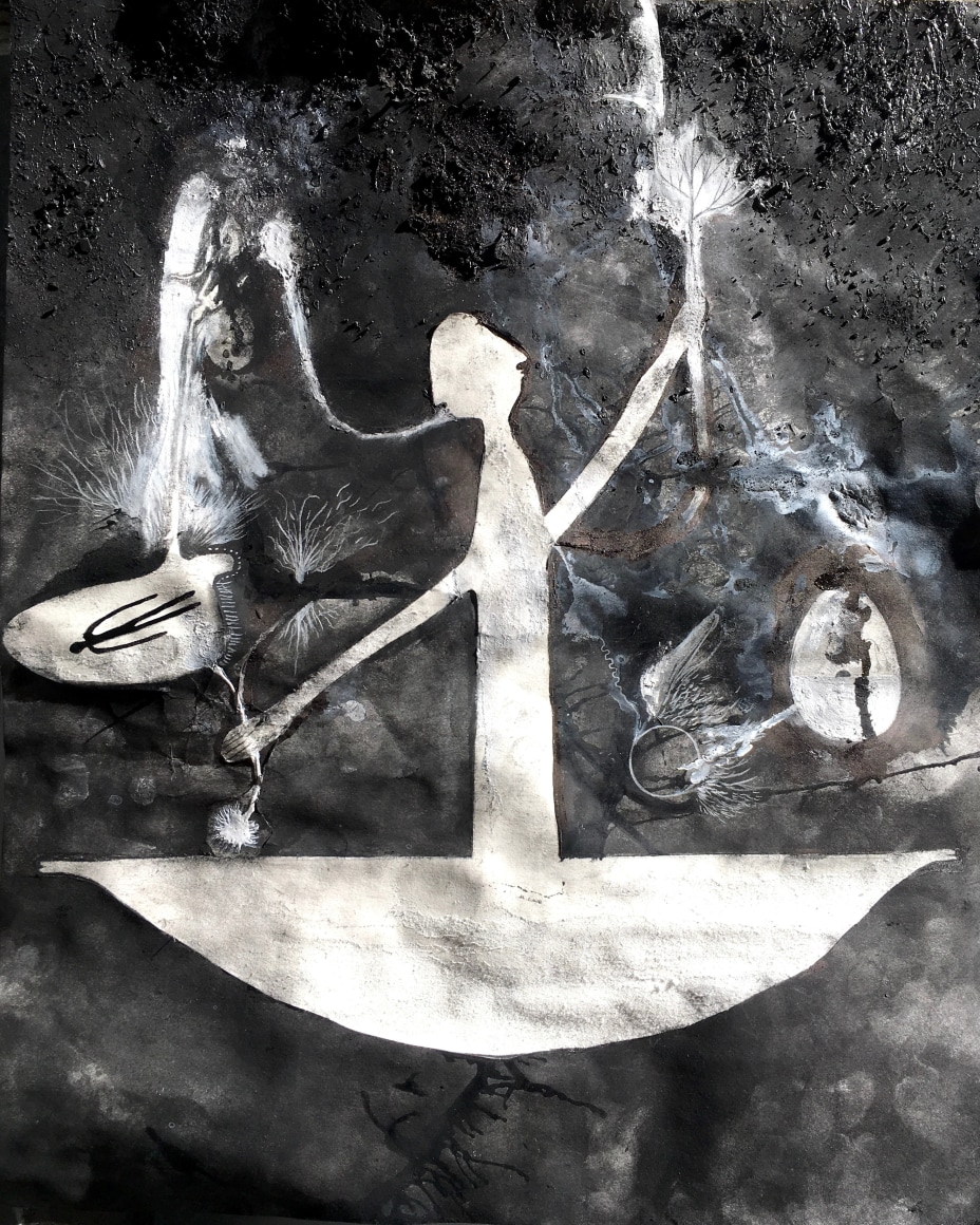 Untitled, 2020 Charcoal, graphite, oil pastel, artist finger oils on drawing paper