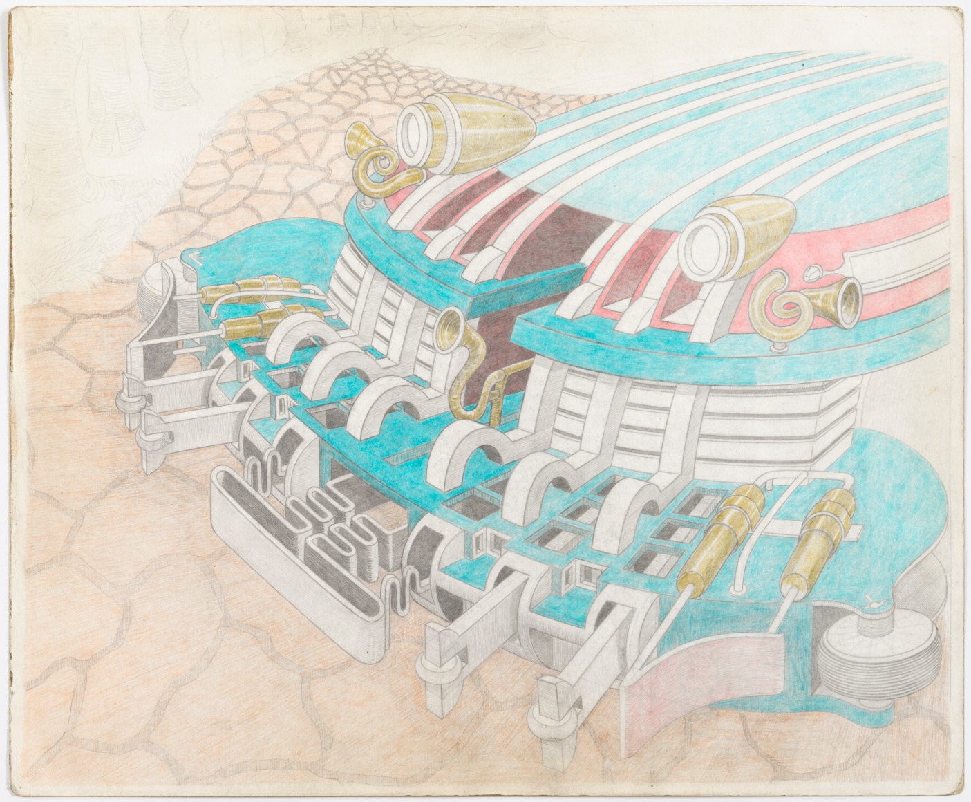 Untitled, 2010, Pencil and crayon on found paper